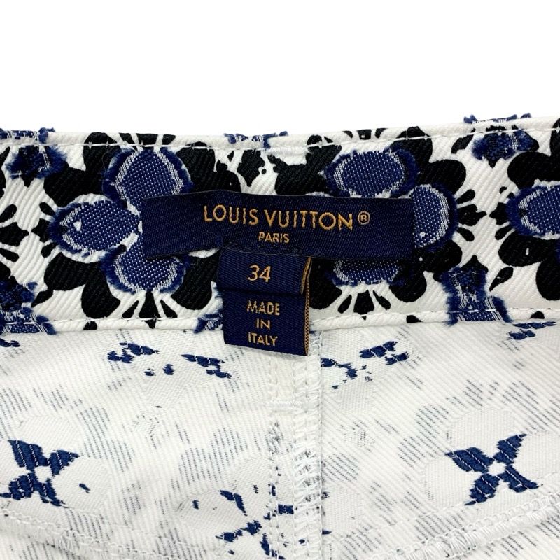 Louis Vuitton Monogram Bottoms Cotton Polyester White Blue Black Flower Shorts