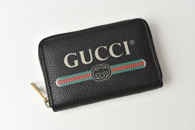 Gucci Coin Case Card Case Gucci Mini Wallet Coin Purse Vintage Logo Print Black