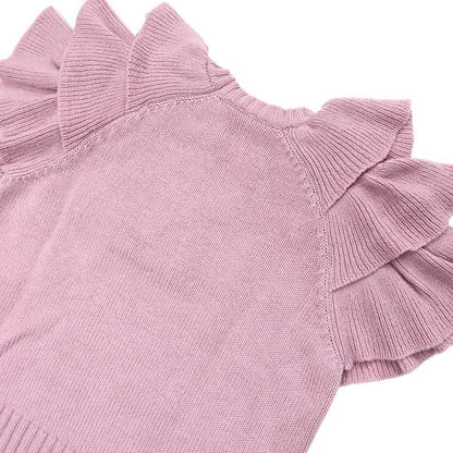 Dior Short Sleeve Knit Ruffles 36 Sizes Pink 344s13bm003 Cashmere