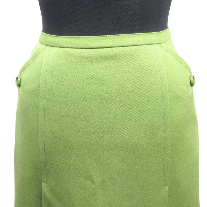 Good Christian DIOR Flared Tuck Pleated Skirt Bottoms Vintage S Green Women Used