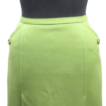 Good Christian DIOR Flared Tuck Pleated Skirt Bottoms Vintage S Green Women Used
