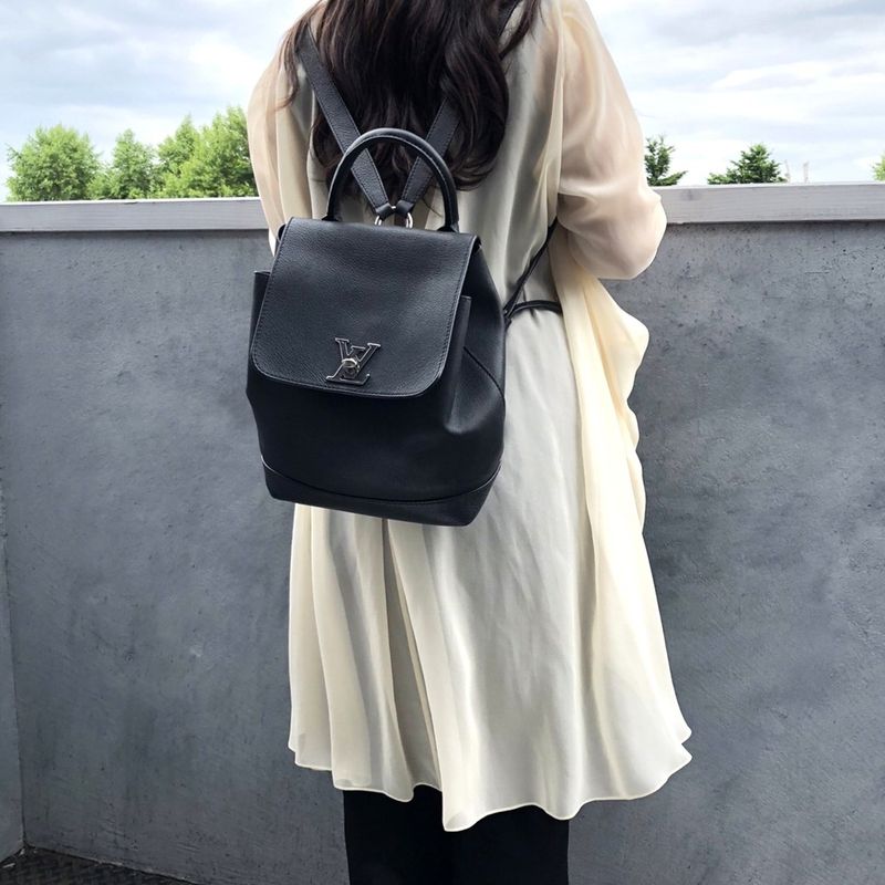 Louis Vuitton Lock Me Backpack M41815 Backpack Daypack Leather Black Women