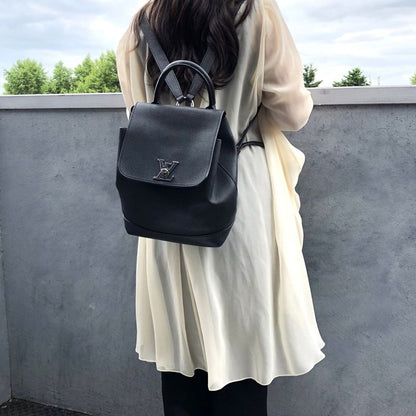 Louis Vuitton Lock Me Backpack M41815 Backpack Daypack Leather Black Women