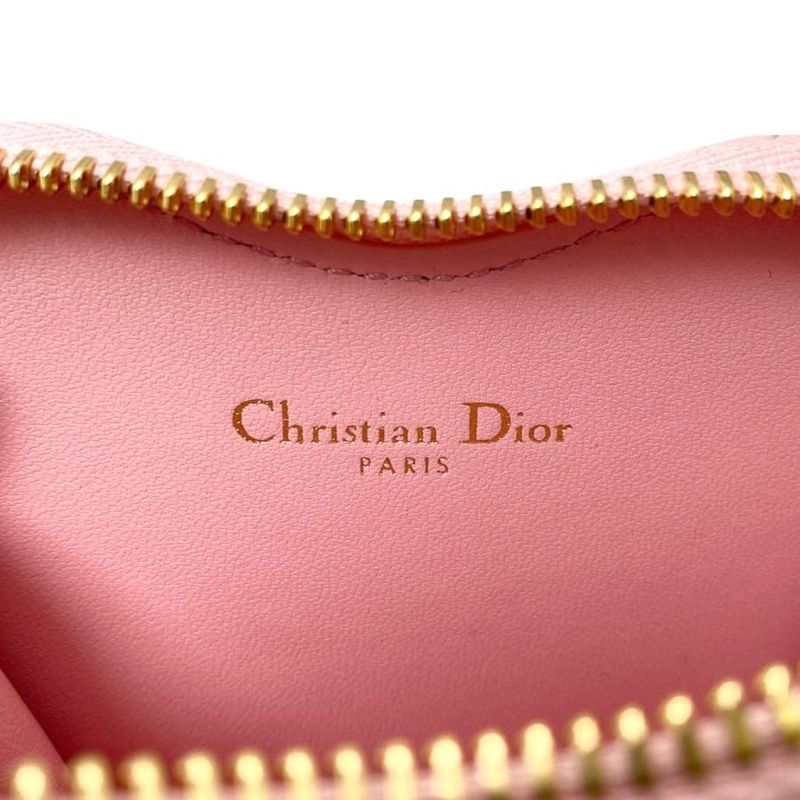 Christian Dior Chain Heart Pouch S5097unid 43-Ma-0293 Calfskin Pink Gold