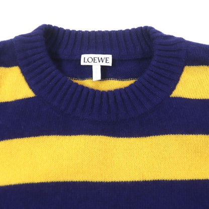 LOEWE H3299370sm Wool Cashmere Striped Anagram Logo Embroidery Crew Neck Knit