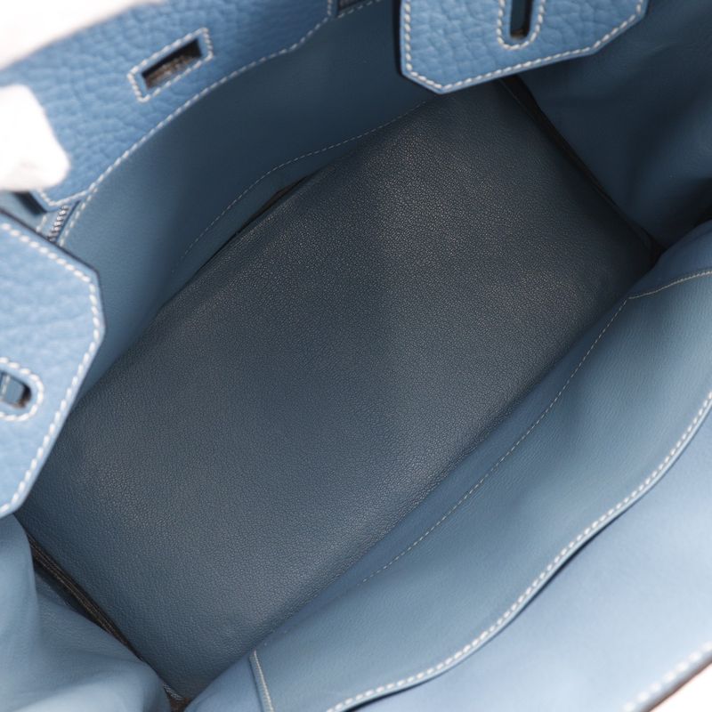 Hermes Birkin 30 Taurillon Clemence Blue Jean Silver Hardware □H Ladies Handbag