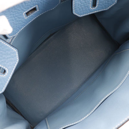 Hermes Birkin 30 Taurillon Clemence Blue Jean Silver Hardware □H Ladies Handbag