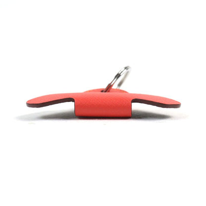 Hermes Petite Ash Elephant Leather Rouge Coup Key Ring Bag Charm Red With Box