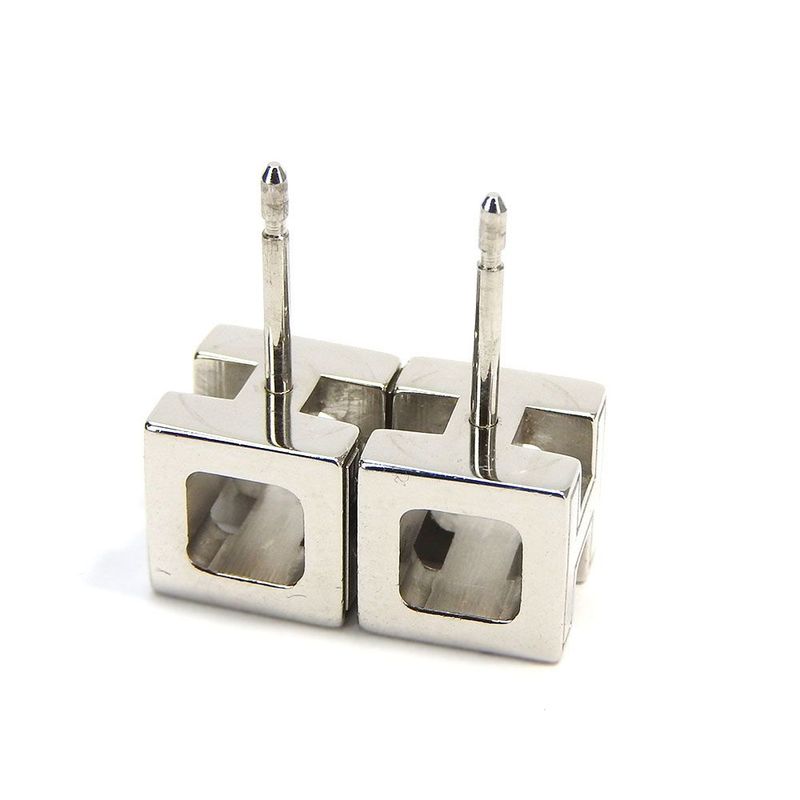 Hermes Earrings Caje De Ashe H Cube Off-white Silver Plated Accessories Jewelry