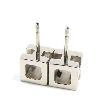 Hermes Earrings Caje De Ashe H Cube Off-white Silver Plated Accessories Jewelry