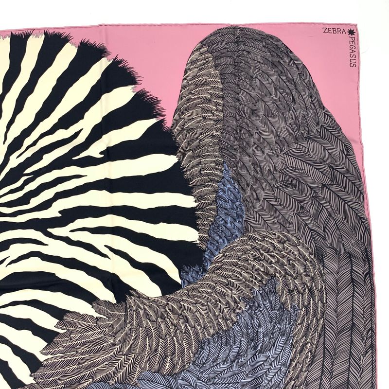 Hermes Carre 90 Zebra Pegasus Pink Scarf 100% Silk With Box