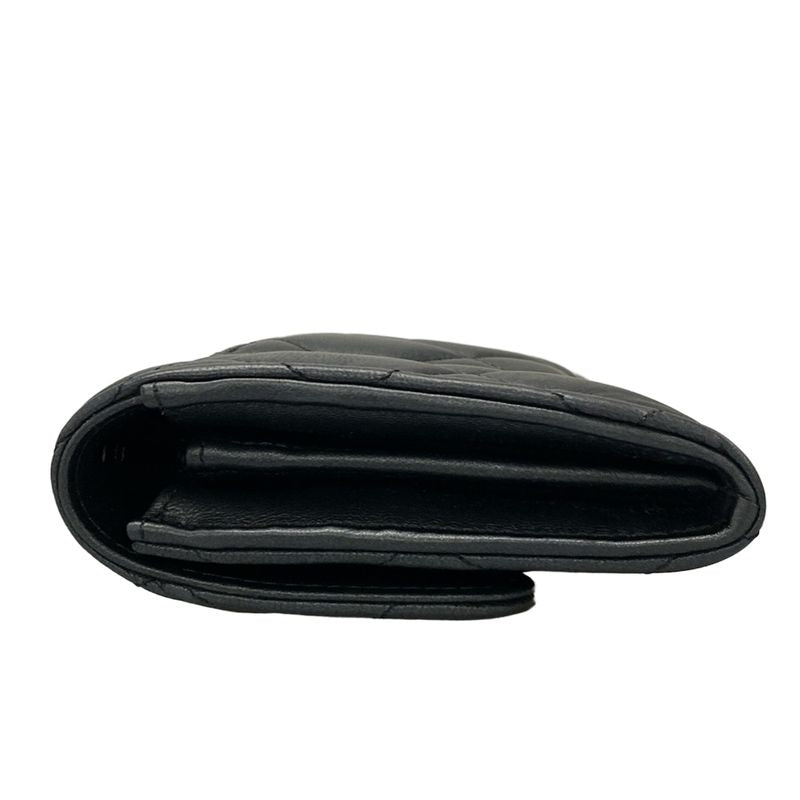 Chanel Long Wallet Matelasse Ap0241 Black Hardware / Sole Black Lambskin