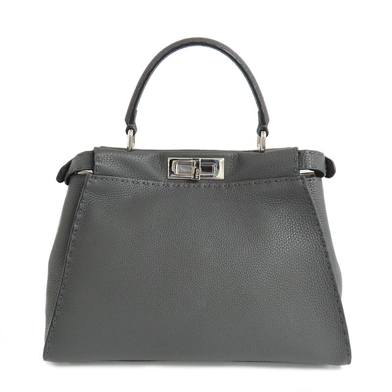 Fendi P-cub-medium Selleria 8bn290 Handbag 2WAY Asphalt Gray-leather