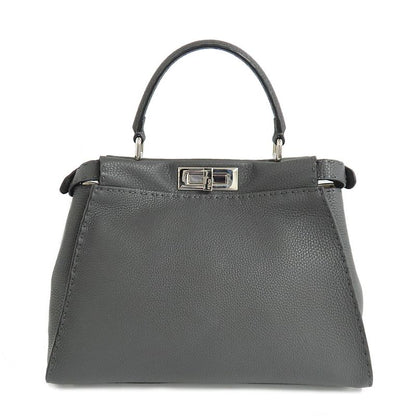 Fendi P-cub-medium Selleria 8bn290 Handbag 2WAY Asphalt Gray-leather