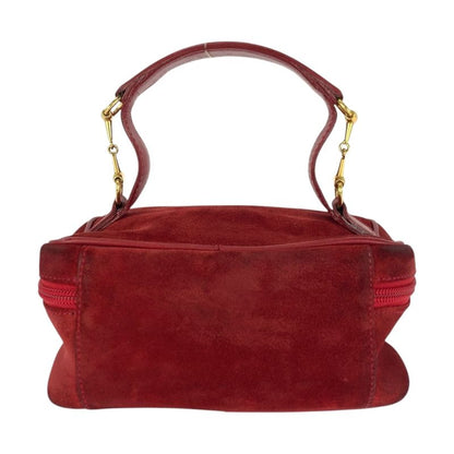 Gucci Horsebit Red Gold Hardware Suede 032 1705 0141 Handbag Vanity Bag Ladies