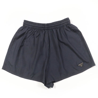 Prada 2021 P218g 100% Silk Triangle Logo Plate Shorts Black 38 Made In Italy