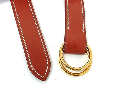 Hermes Pochette Green Box Calf Bag Belt Strap □A Marked Brown Fg9754