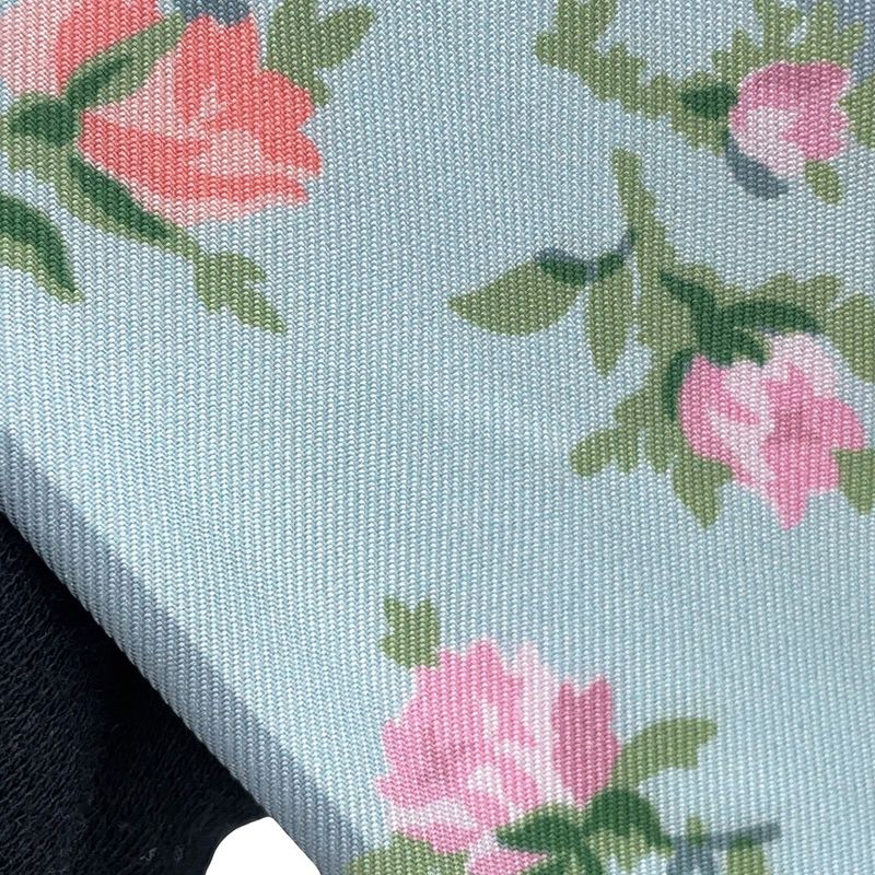 Prada Scarf Printed Silk Twill Nice Calf Flower Light Blue
