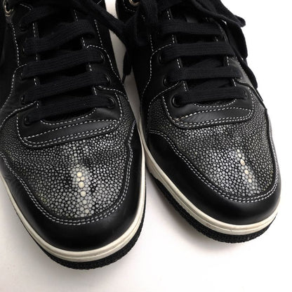 Gucci Shoes Sneakers Shoes High Cut Men Cotton Canvas Leather Black 254918