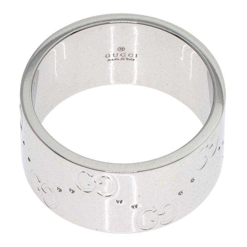 Gucci GG Icon Wide #11 Ring - 18K White Gold Ladies