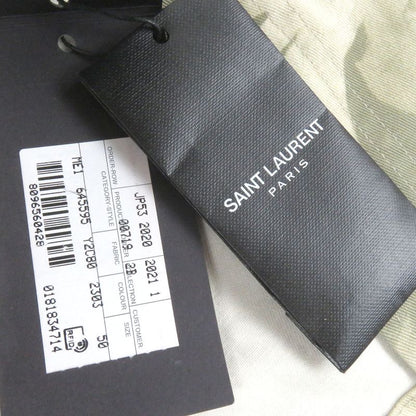 Saint Laurent Paris 2020 645595 Linen Blend Leaf Print Hooded Mod Coat