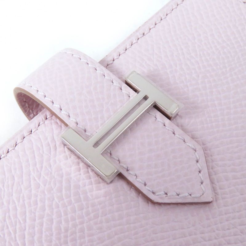 Hermes Bearn Mini Mauve Père Silver Hardware Vaux Epson Compact Wallet Bifold