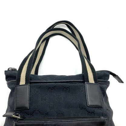 Gucci 019 0402 Tote Handbag GG Canvas Leather Black Simple Casual Ladies Men