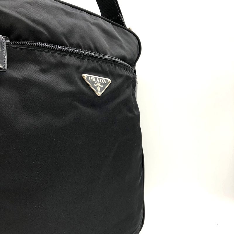 Prada Shoulder Bag Black Nylon Women Men Fashion  Precent