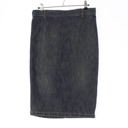 Gucci 2001 Cotton Tom Ford Period Logo Patch Side Zip Denim Skirt Bottoms