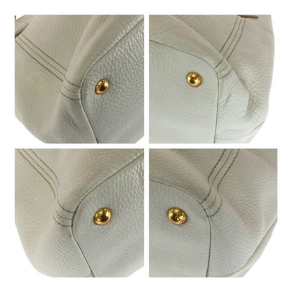Prada Vittero Dino White Gold Hardware Leather Bn2534 Tote Handbag Women 505135