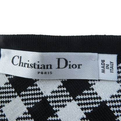 Christian DIOR 22 254j18am514 Gingham Checked Flared Skirt Black White 38 Made