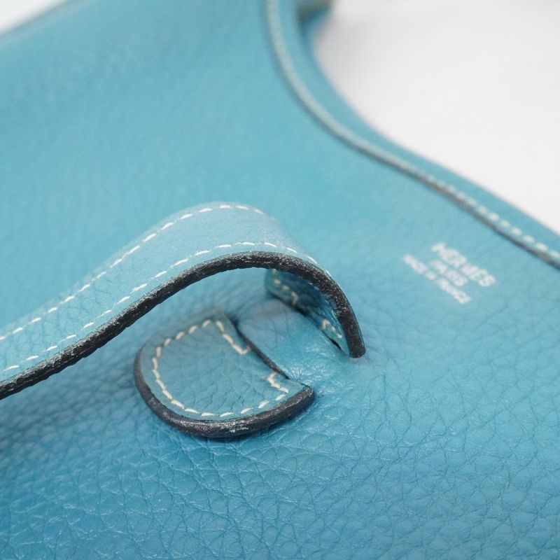 Hermes Shoulder Bag Evelyn 2PM Taurillon Cles Mance Blue Jean Silver Hardware