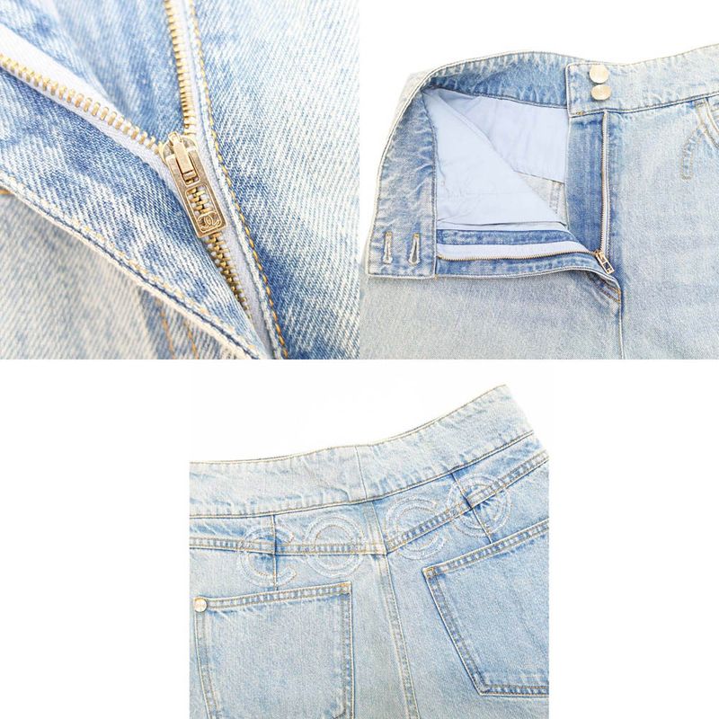 Chanel COCO Denim Pants Size 40 Coco Mark Trousers P63278v48900