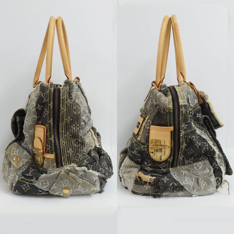 Louis Vuitton Bowery M95377 Monogram Denim Shoulder Tote Bag Gray