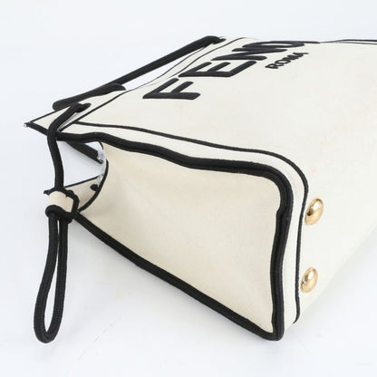 Fendi Logo Shopper Medium 8bh378 Tote Bag Shoulder Hand A4 Genuine Leather