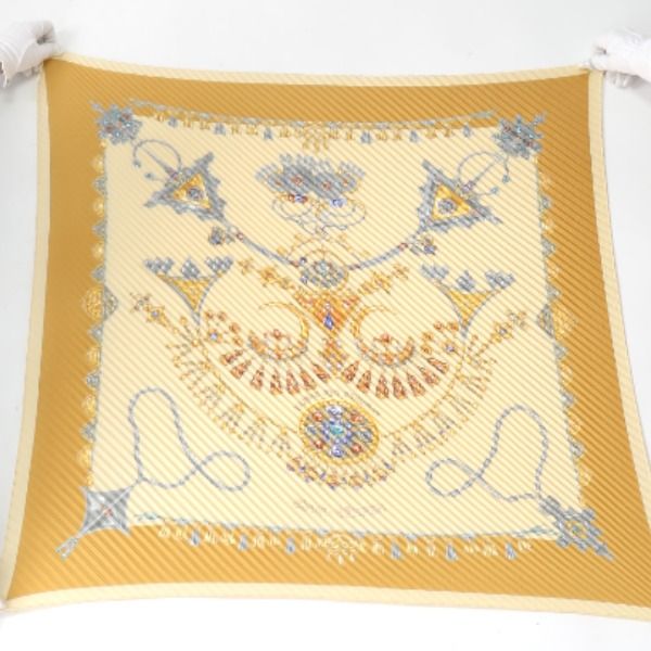 Hermes Pleated Carre Pleated Scarf Papules Des Sables Desert Accessories Scarf
