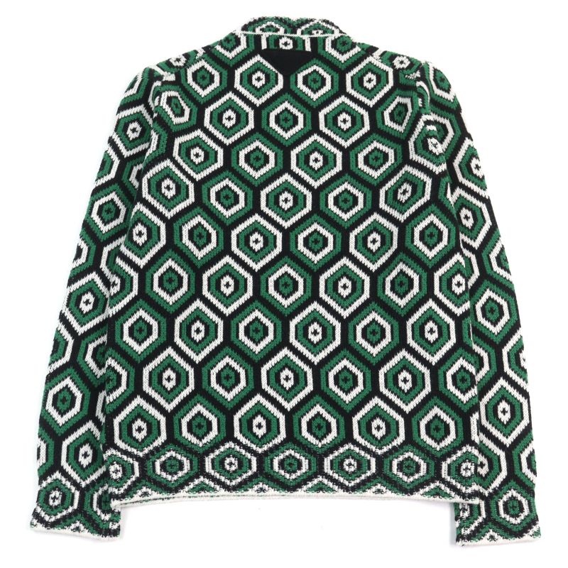 Prada 2022 Umb429 30% Cashmere Mockneck Jacquard Knit With Triangle Patch Green