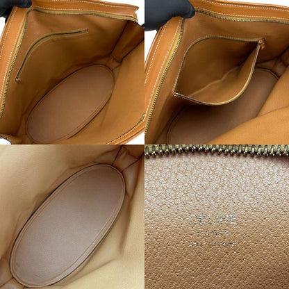 Celine Tote Bag Macadam Leather PVC Brown Gold Hardware Shoulder Women Celine