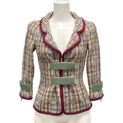 Chanel Jacket Size 34 S Women - P56262 Green X Red X Multi Long Sleeves / Tweed