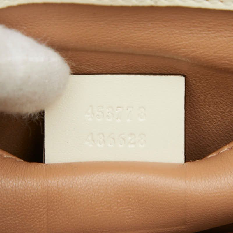 Gucci Broadway Pearl And Bee Chain Shoulder Bag 2WAY 453778 White Gold Leather