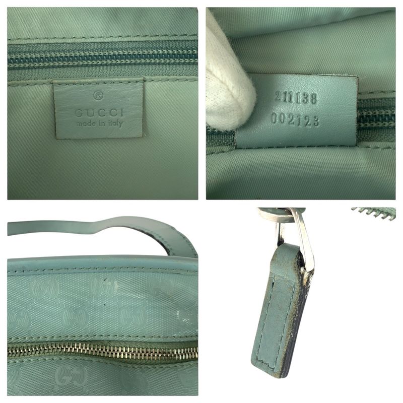 Gucci GG Imprime Light Blue Silver Hardware Leather 211138 Tote Bag Shoulder