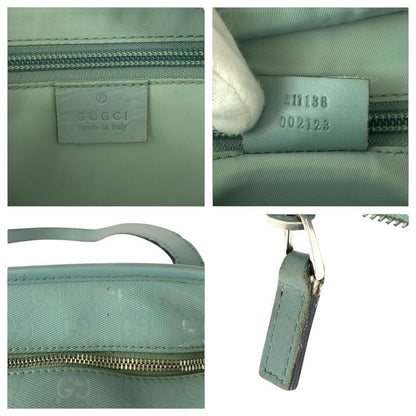 Gucci GG Imprime Light Blue Silver Hardware Leather 211138 Tote Bag Shoulder