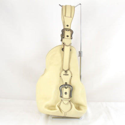 Fendi One Shoulder Bag Handbag Leather Yellow Gathered