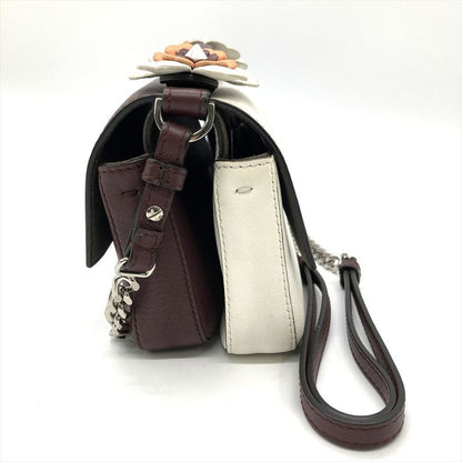 Fendi Double Micro Baguette Shoulder Bag Leather 8m0371 Bordeaux Silver