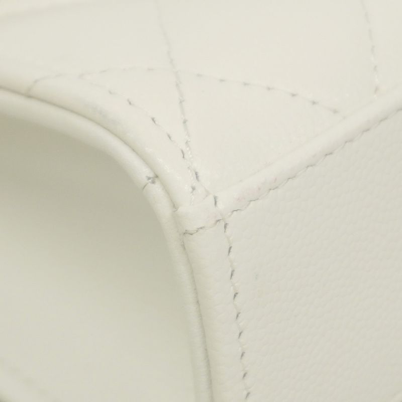 Chanel Handbag Matelasse Caviar Skin White Chien Pan Gold Hardware 2WAY Bag