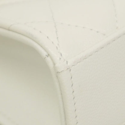 Chanel Handbag Matelasse Caviar Skin White Chien Pan Gold Hardware 2WAY Bag