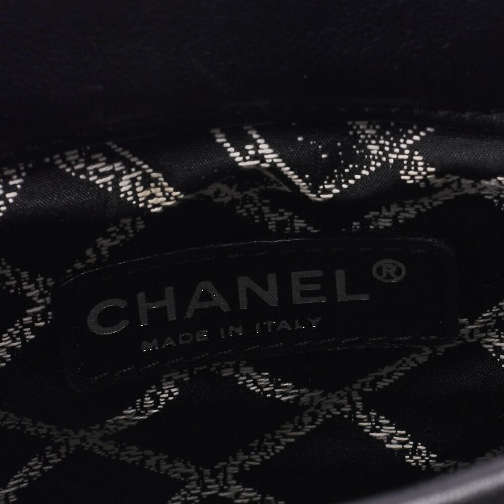 Chanel Mini Tote Bag Essential Logo Mark Lambskin Black Silver Hardware Charm