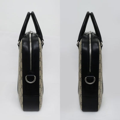 Gucci GG Supreme 2way Briefcase 450944 Bag Beige Black PVC Leather
