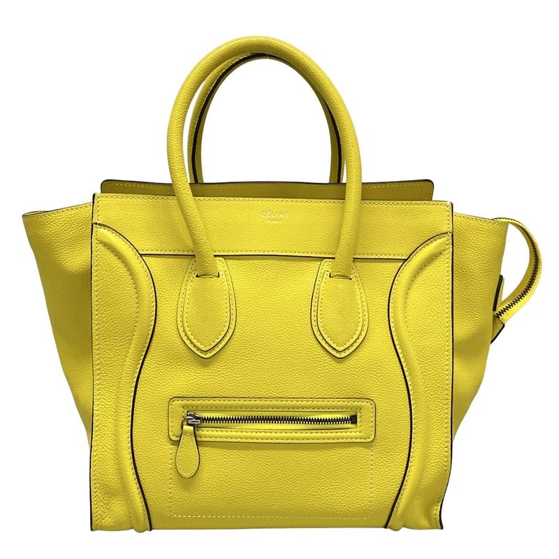Celine Handbag Luggage Mini Shopper Yellow Leather
