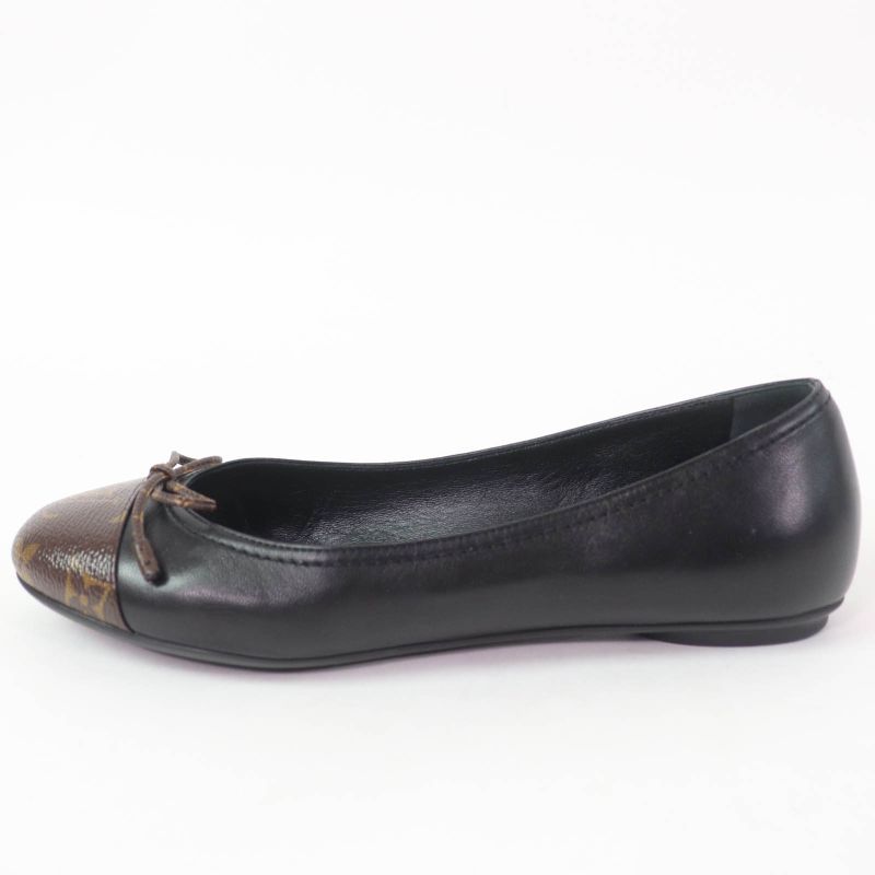 Louis Vuitton 2022 Popi Line Monogram Leather Ballet Shoes Black 36 Storage